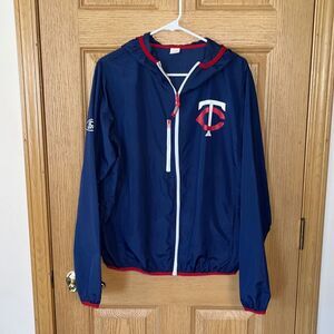 Minnesota MN Twins Light Weight Hooded Full Zip Windbreaker Medium